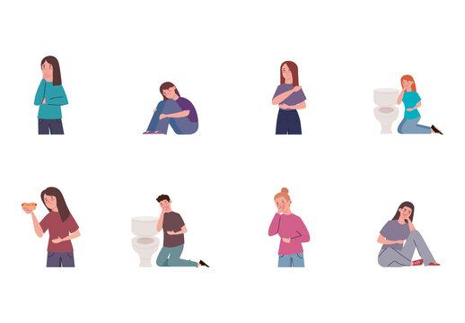 Colorful Bulimia Awareness People Illustrations Set