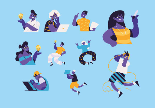 Colorful Design Creativity People Illustration Set