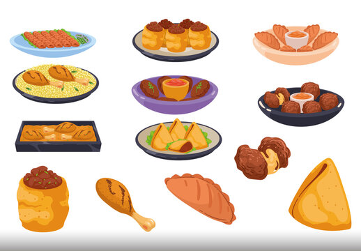 Colorful Muslim Food Illustration Set