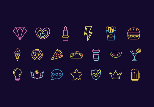 Colorful Neon Fun Items Set Collection