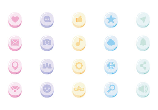 Colorful Social Media Icons Set Illustration