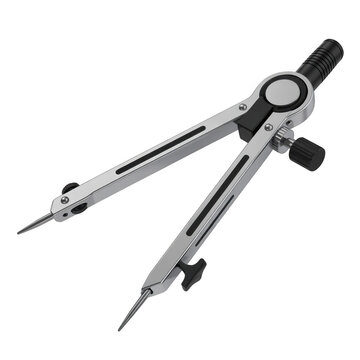 Silver compass tool isolated on transparent background