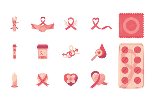 Pink World AIDS Day Awareness Illustration Set
