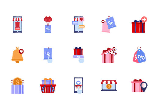 Colorful Online Shopping Illustration Set