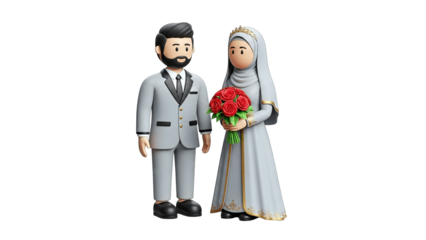 Muslim Couple Standing Together at Wedding Ceremony