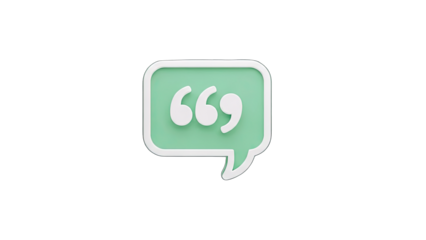 3D Quote Bubble Icon on White Background