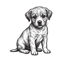 Fototapeta premium Cute Puppy Dog Sitting Pet Engraving