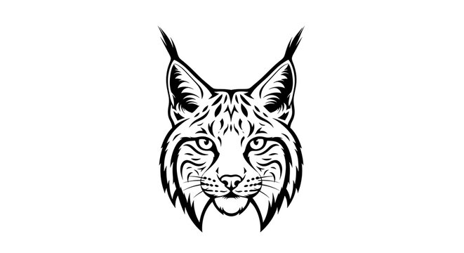 Intense Lynx Gaze - A Striking Black and White Portrait.