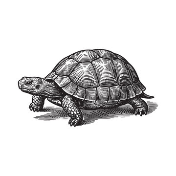 Tortoise Turtle Walking Reptile Engraving