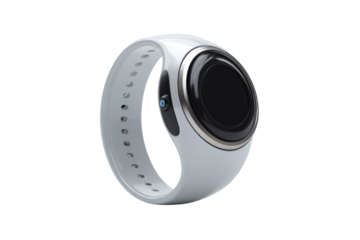 White digital wristwatch displaying 0800 time on black background clock, Png, Isolated on Transparent Background, Cut Out