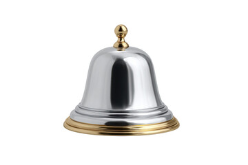 Polished silver bell with gold accents on black background metal object, Png, Isolated on Transparent Background, Cut Out