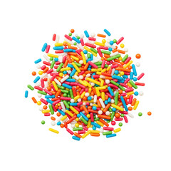 Pile of colorful sprinkles isolated on transparent background