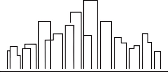 Obraz premium Simple Minimalist City Skyline Abstract Urban Architecture Buildings Landscape Vector