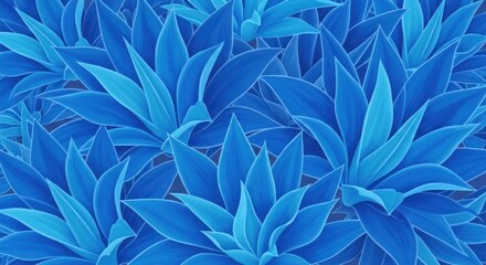 Abstract blue succulent leaves fill the entire frame creating a pattern.
