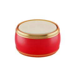 Traditional red drum 3D illustration on a transparent background 