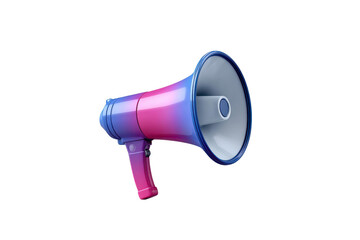 Pink and blue gradient megaphone on black background isolated object bullhorn speaker, Png, Isolated on Transparent Background, Cut Out