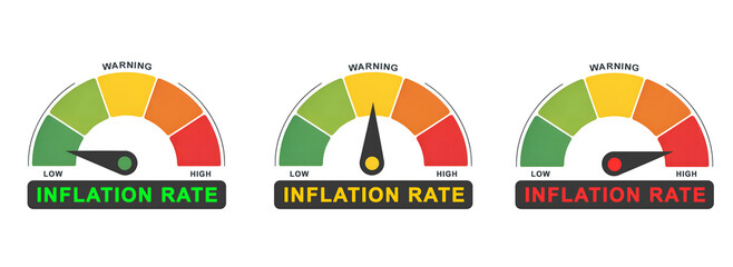 Inflation Rate Gauge : Financial Crisis Indicator. low lwvwl to high level meter