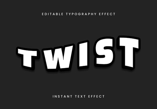 Minimalist Warped Black White Text Effect Bold Cartoon Twist Font