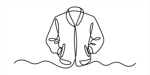 Minimalist line art of a jacket with a collar and pockets Vector, illustration © RK Drawing Gallery