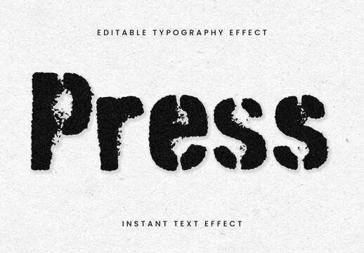 Black Ink Print Text Effect Press Grunge Rough Font