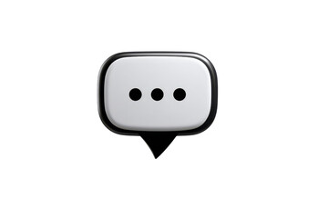 White speech bubble icon with three dots on black background message communication, Png, Isolated on Transparent Background, Cut Out