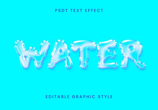 Blue Water Gloss Text Effect Transparent Liquid Fluid Font