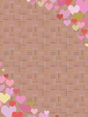 ハートの背景⑭縦_和柄_ななめ_茶色算木くずし