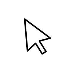 White outlined cursor pointing up isolated on transparent background