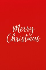 Merry Christmas white script on red background