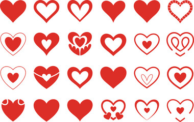 Red heart shapes on white background hearts symbols