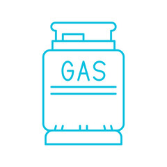 Minimalist blue outline icon of a gas cylinder, commonly used for fuel and heating.