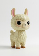 Adorable llama figurine in neutral tones on a plain background