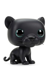 Black panther figurine on white background studio shot