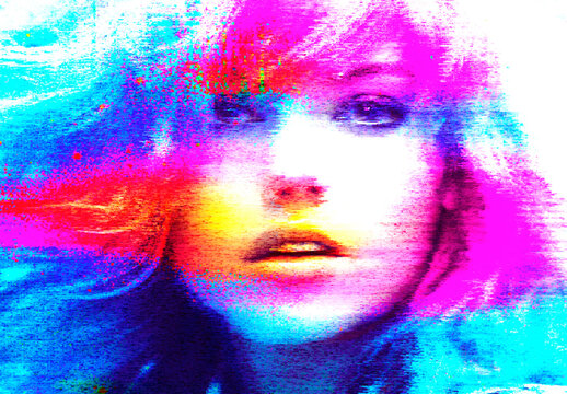 Blue And Pink Retro CRT Monitor Photo Effect