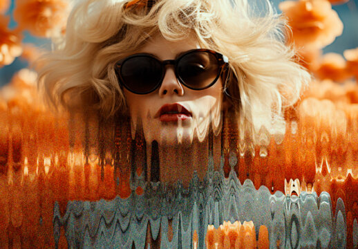 Orange And Black Warped Glass Poster Photo Effect