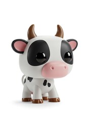Cartoon cow figure with white and black markings in a studio shot