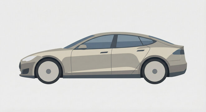 Vector style illustration of a generic modern car in side view