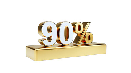 Golden 90 Percent Sign on a Gold Base - Discount Concept