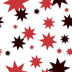 red and black star seamless pattern, background. Abstract doodle drawing. Vector art illustration stars