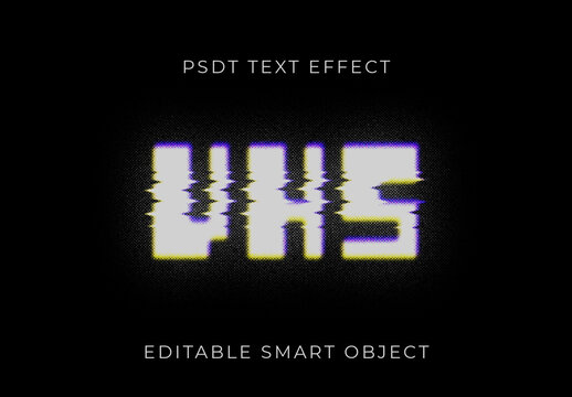 White And Yellow VHS Glossy Glitch Text Effect Distorted Retro Font