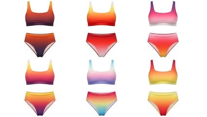 Colorful gradient swimsuit collection design illustration