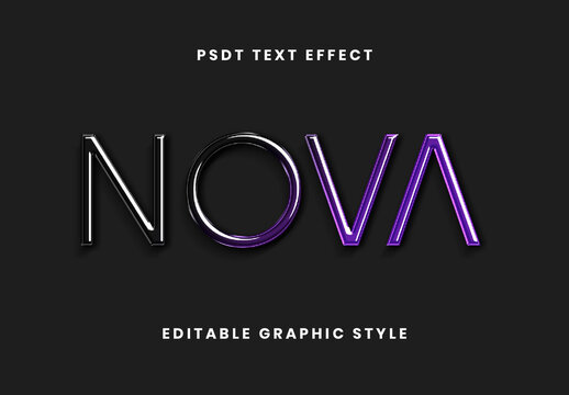 Black And Purple Modern Chrome Text Effect Minimal Shiny Gloss Font