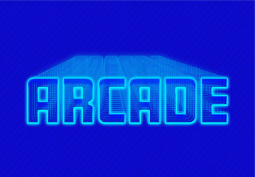 Blue And Cyan Retrowave Mesh Text Effect Neon Outline Layered Font