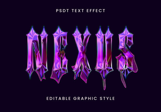 Colorful Melted Chrome Text Effect Gothic Shiny Reflective Font