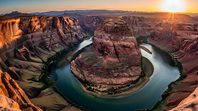 Horseshoe Bend Arizona River Landscape at Sunset. - Powered by Adobe