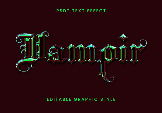 Green And Red Gothic Chrome Text Effect Medieval Vintage Reflective Font