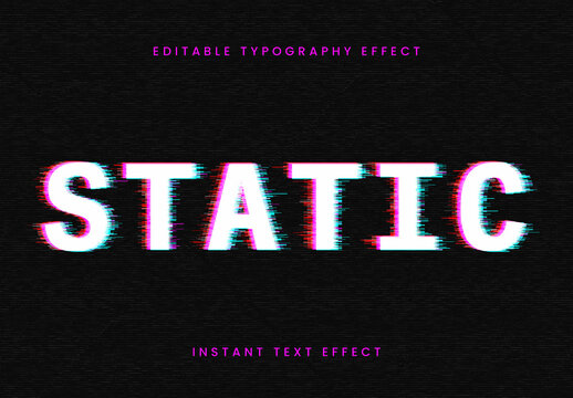 Multicolor TV Glitch Text Effect Static Distorted Font