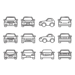 Obraz premium Collection of Line Art Car Icons on Transparent Background