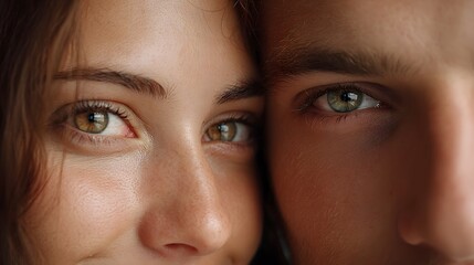 Close up of a couple s eyes expressing deep int y and connection showcasing warm skin tones and gentle lighting