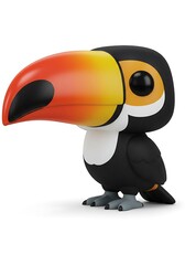 Colorful toucan bird figurine on white background studio shot